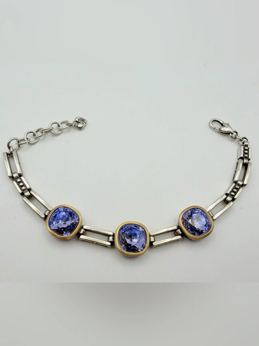 🆕🦄RARE BRIGHTON Venusian Bracelet Lavender Blue Crystal Silver And Gold Two-Tone